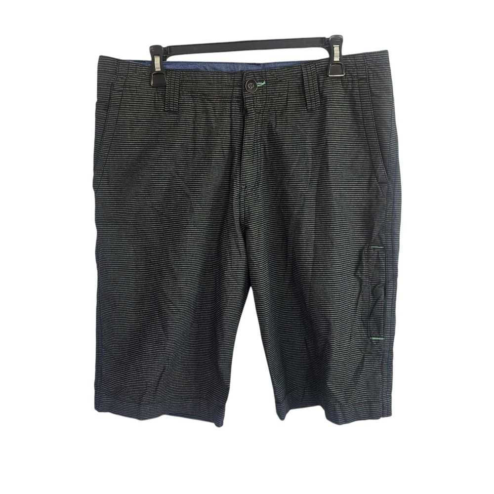 Marc Ecko Cut & Sew Flat Front Shorts Men's 34 Black Grey Cotton Pockets